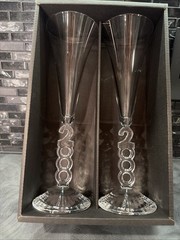 Millennium 2000 Cristal D’Arques Champagne Flutes Set of 2 France Vintage