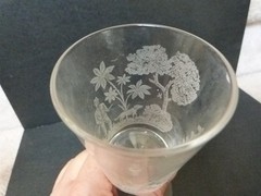 ANTIQUE EAPG Gillinder & Sons Hunter Deer Dog Water Goblet Glass RARE 6.5″ L2