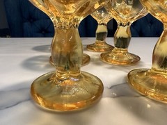 Set Of 6 Cornsilk Yellow Tiffin Franciscan Cabaret Wine Goblets 6″ Tall Heavy