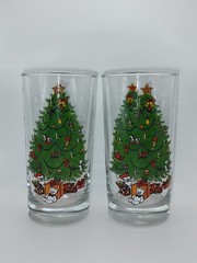 Vintage Anchor Hocking Holiday Magic 12.5 oz. Christmas Tree Tumbler Set Of 2