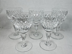 Royal Brierley Crystal Coventry Pattern Set Of 5 Wine Glasses 5 1/4″ Tall