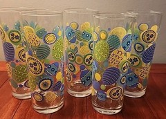 Libbey Crisa 5- Ice Tea/Tom Collins MCM Drinking Glasses HTF Easter Retro 70’s