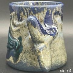 Clayfish Ceramics Wylie 2pc Whale Tail His & Hers Stoneware Mugs 1979-89 USA