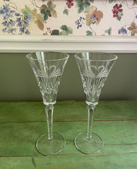 Waterford Wedding Collection Swan Cut Crystal Fluted Champagne Glasses Set of 2