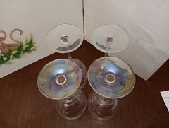 Set of 4 Iridescent «Drape» Design Tall Wine Glass Goblet 16 oz. ~ 9 1/2″