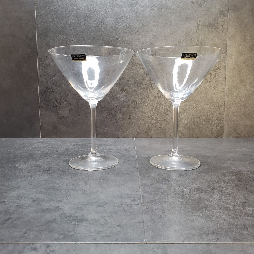 Crystalite Bohemia Czechoslovakia Republic Crystal Martini Glasses