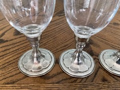 Williams-Sonoma WMS20 4 Iced Tea Glasses Pewter Stem 7 3/4″