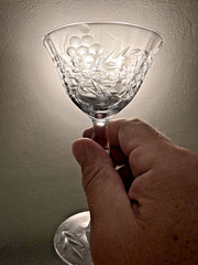 Set of 3 Vtg Libbey Rock Sharpe Etched Crystal Champagne Coupe Glasses 2009 Stem