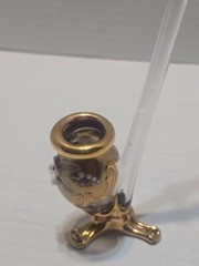 VTG MOSER BOHEMAIN CZECH PORT WINE SIPPER BORO CRYTSAL PIPE SHAPE /GOLD FLOWERS