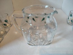 VTG Federal Glass Dixie Dogwood 7 Pc Juice Pitcher Set Hand Painted Grandmacore