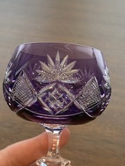 VTG Amethyst Cut To Clear BERNCASTEL Pattern Crystal Hock Wine Glass 7.25″H