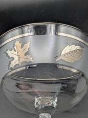 2-Vintage Libbey «Silver Leaf» Champagne Tall Sherbet Stem Glasses