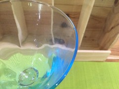 Murano ? Made In Italy Goblet amethyst twisted stem large blue aqua 9.6» tall