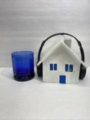 (1) Vintage Anchor Hocking Essex Cobalt Blue 10-Panel 3.5″ Whiskey Lowball Glass