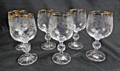 Set of 6 Bohemia Crystalex Queen Anne’s Lace Etched Wine Glasses Beautiful!