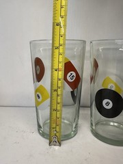 4 MCM Billiard Ball Highball-Pint Bar Glass Set-Pool Parlor 5 1/2” 16 oz