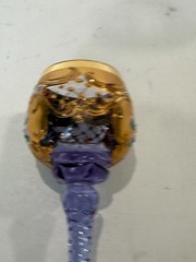 Pair Murano Tre Fuochi Wine Glasses Amethyst Gold Gilt Hand Painted Floral