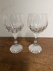Baccarat Massena Cut Set of 2 Crystal Wine Glasses 6.25″ tall