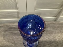 MADONNA INN Blue Irredescent 6” Water Glass With Lettering