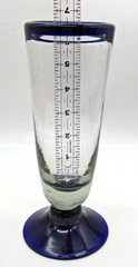 Mexico Hand Blown Beer Glass Clear With Cobalt Blue Rim & Base Barware Drinkware