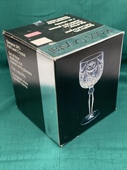 SET(4) VTG Kobe Crystal Diamond Cut 7 oz Wine Goblets W.Germany 6.75″H