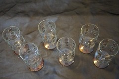 6 DOROTHY THORPE MCM ATOMIC STAR BURST SINCLAIR GLAMA GOLD CORDIAL GLASSES