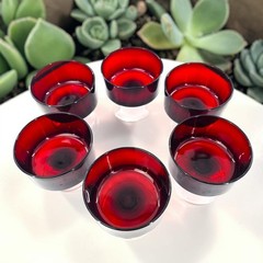 VTG Arcoroc Cristal D’Arques Luminarc Ruby Red Glass Dessert Made in France Set