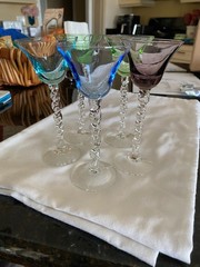 Vintage MCM Cordial Twisted Stem Glasses With Tulip Shaped Bowl – Set of 5