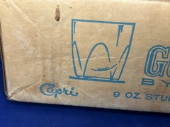 Dozen 12 Capri Hazel Ware Gothic Aqua Blue Glasses NEW NOS Boxed B-76 9 OUNCES