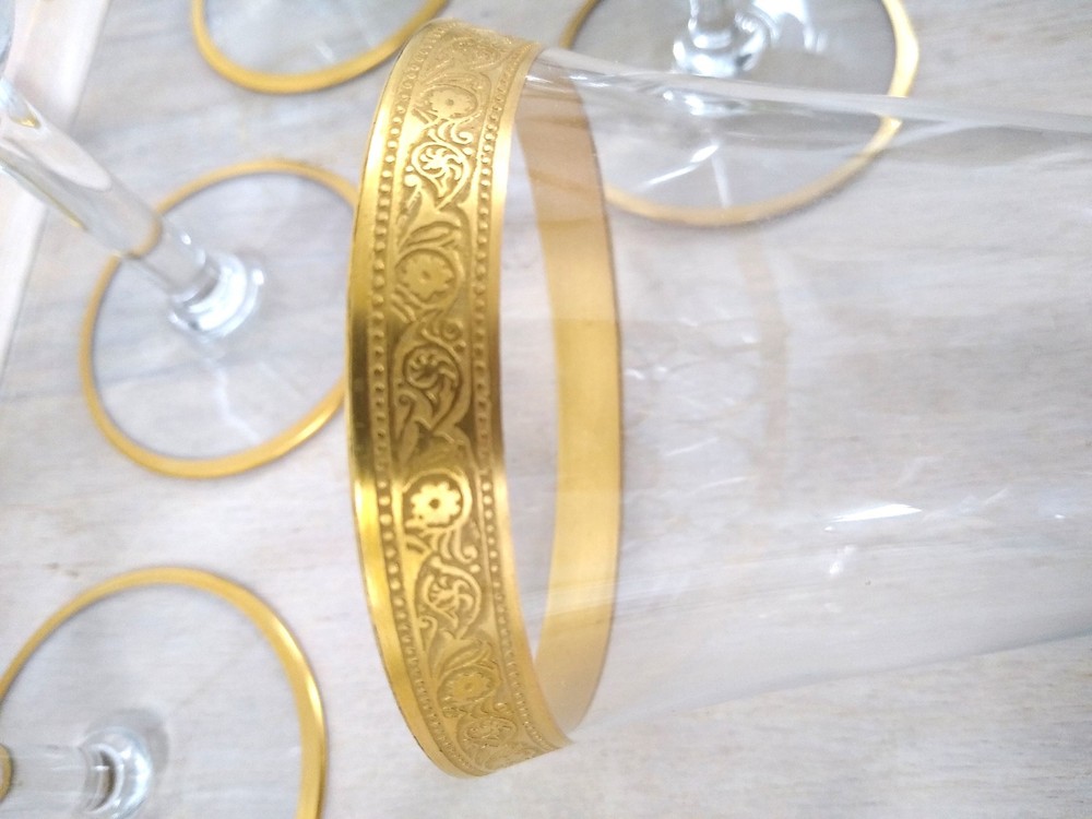 10 Minton Unk17444 Water Goblets 24 Kt Gold Trim 6 3/4″