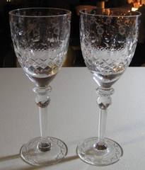 Pair Of Rogaska «Gallia» Cut Crystal 9 1/4″ Water Goblets with Sticker MINT