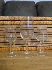 Eclectic Set Of 3 Vintage Clear Glass Stemmed Glasses