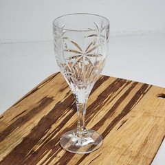 Godinger Heavy Crystal Cut South Beach Collection Palm Tree Wine Glass EUC