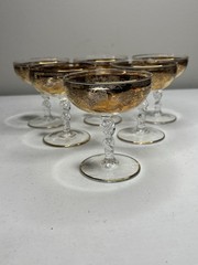 Vintage Crystal Gold Gilded Grapes Twisted Stem Champagne/Sherbert Glasses 6