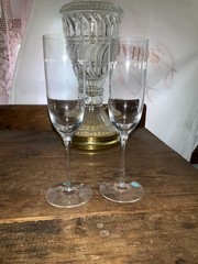 Tiffany & Company Set of 2 Classic U Shaped 9″ Champagne Flutes Sweden Signed
