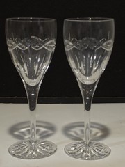 SET OF 2- Waterford Crystal DOLMEN 8 3/4″ WATER WINE GLASSES Celtic Gothic