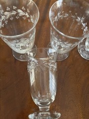 Crystal Stemware by Reizart (Pattern is Doria) Cut Plant Design, 7 pieces total
