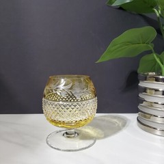 Ebeling and Reuss Brandy Snifter Glass Yellow Cut to Clear with Diamond Point