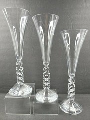 3 Cristal D’Arques Millennium 2000 Fluted Champagne Set Vintage 10.25″ Glasses
