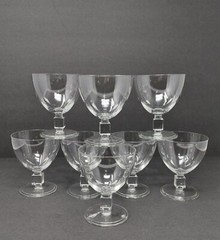 Set Of 8 Vintage St Lambert Nevel Water Goblets With Square Cube Stem MCM