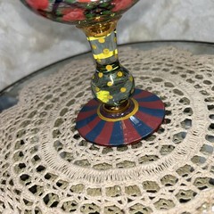 Mackenzie Childs 1991 Circus Rose Arbor 6 7/8” Goblet Hand Painted
