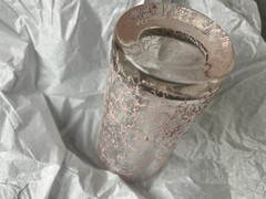 Spaghetti Glass Clear and Pink Tumbler