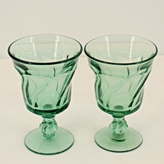 VTG Fostoria Jamestown Green Water Goblets Set of 2 5 7/8in 10oz USA