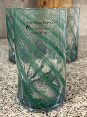 Alessandro Coppola~Murano Art Glass~5¾» Green Tumblers~Dimpled~Four