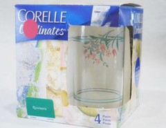 ❤️ NEW 4 Corelle ROSEMARIE 16-oz GLASSES Cooler Iced Tea Tumblers *Pink Tulips