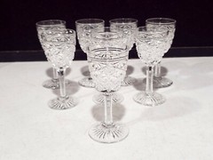 SET OF 8- RARE WEBB THOMAS ENGLAND CUT CYRSTAL CORDIAL GLASSSES PATTERN #52990