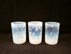 Fenton DOT OPTIC French Opalescent 9 3/4″ Crimped Rim Pitcher & 6 Tumblers
