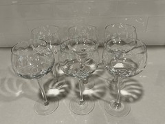 Vintage Crystal Hand Blown Red Wine Burgundy Glasses Set of 6 Optic Swirl 8”