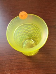Super Pretty Vaseline Northwood Stretch Glass Concave Diamonds Pattern Tumbler