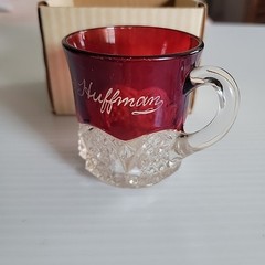 Vintage Flashed Ruby Glass Souvenir Mug George Huffman Engraved